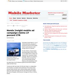 Honda Insight mobile ad campaign claims 27 percent CTR