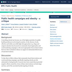 Public health campaigns and obesity - a critique