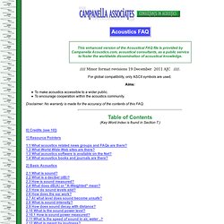 Campanella Associates (Acoustics Consultants) - Acoustics FAQ
