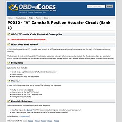 OBD-II Trouble Code: P0010 "A" Camshaft Position Actuator Circuit (Bank 1)