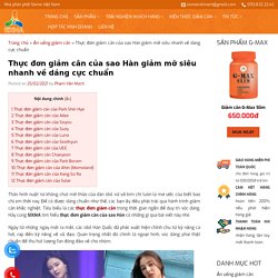 Thực đơn giảm cân của sao Hàn giảm mỡ siêu nhanh về dáng cực chuẩn - SIXMA