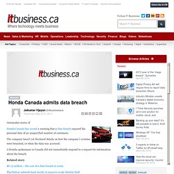 Honda Canada admits data breach