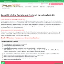 Canada Express Entry CRS Points Calculator: Canada CIC Score Tool 2020
