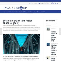 Build in Canada Innovation Program (BCIP)