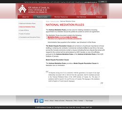 ADR Canada - Rules & Codes - National Mediation Rules