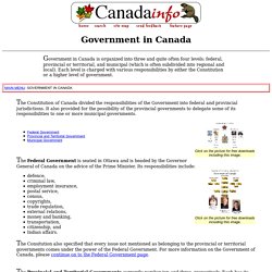 CanadaInfo: Government in Canada