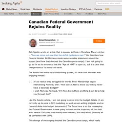 Canadian Federal Government Rejoins Reality