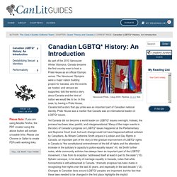 Canadian LGBTQ* History: An Introduction