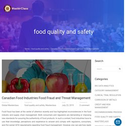 Canadian Food Industries Food Fraud and Threat Management