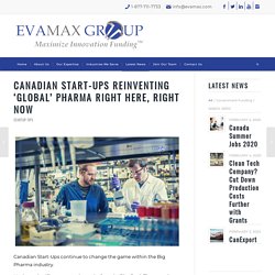 Canadian Start-Ups reinventing ‘Global’ Pharma right here, right now