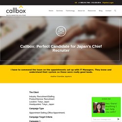 Callbox: Perfect Candidate for Japan’s Chief Recruiter - B2B Lead Generation Company Malaysia