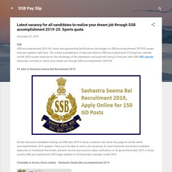 Latest vacancy for all candidates to realize your dream job through SSB accomplishment 2019-20. Sports quota