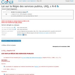Loi sur la Régie des services publics, LRQ, c R-8
