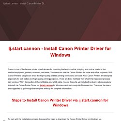 Ij.start.cannon - Install Canon Printer Driver for Windows