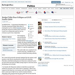 Eric Cantor, House G.O.P. Leader, Leaves Budget Talks