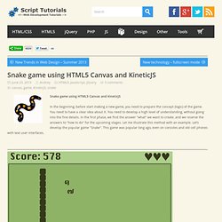 Snake game using HTML5 Canvas and KineticJS