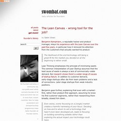 The Lean Canvas - wrong tool for the job?