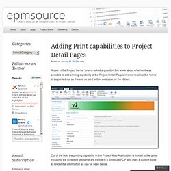 Adding Print capabilities to Project Detail Pages