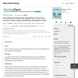 Décrire les capacités de leadership des infirmières en pratique avancée à l'aide d'une étude descriptive qualitative - Lamb - 2018 - Open d'allaitement