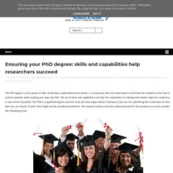 Ensuring your PhD degree: skills and capabilities help researchers succeed