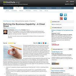 Defining the Business Capability - A Cheat Sheet