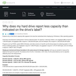 Why does my hard drive report less capacity than indicated on the drive's label?