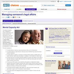 Mental Capacity Act and carers - Care and support