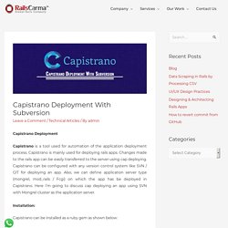 Capistrano Deployment With Subversion - RailsCarma Blog