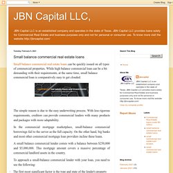 JBN Capital LLC,: Small balance commercial real estate loans