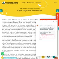 Capital Budgeting Assignment Help By Experts - Save upto 50%