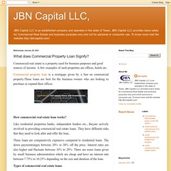 JBN Capital LLC,: What does Commercial Property Loan Signify?