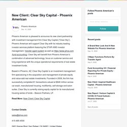 New Client: Clear Sky Capital - Phoenix American - Phoenix American