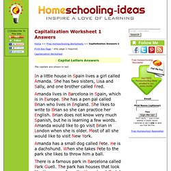 Capitalization Worksheet Answer