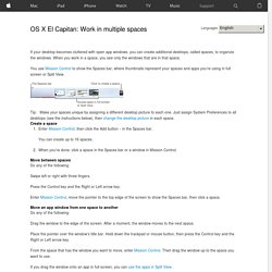 OS X El Capitan: Work in multiple spaces
