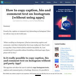 How to copy caption, bio and comment text on Instagram [without using apps]