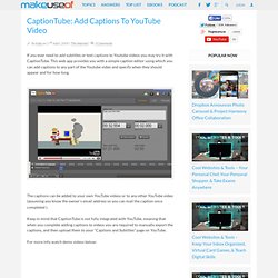 CaptionTube: Add Captions To YouTube Video