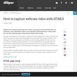 How to capture webcam video with HTML5