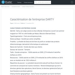 Caractérisation de l'entreprise DARTY - Comptes Rendus - 346 Mots