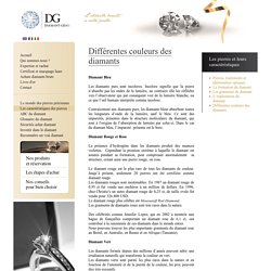 Caractéristiques des diamants et leurs couleurs