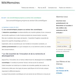 Les caractéristiques propres au secteur des cosmétiques - WikiMemoires