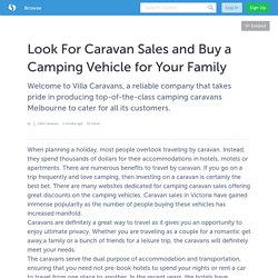Look For Caravan Sales and Buy a Camping Vehicle for Your Family