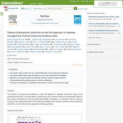 Dietary Carbohydrate restriction as the first approach in diabetes management. Critical review and evidence base