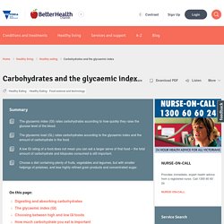 Carbohydrates and the glycaemic index