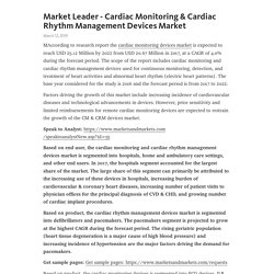 Market Leader - Cardiac Monitoring & Cardiac Rhythm Management Devices Market