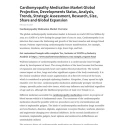 Cardiomyopathy Medication Market Global Projection, Developments Status, Analysis, Trends, Strategic Assessment, Research, Size, Share and Global Expansion – Telegraph