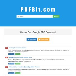 Career Cup Google PDF