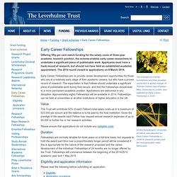 Early Career Fellowships - The Leverhulme Trust