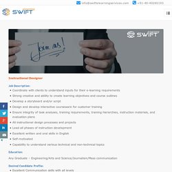 Hiring content writer at Swift elearning Services in hyderabad india