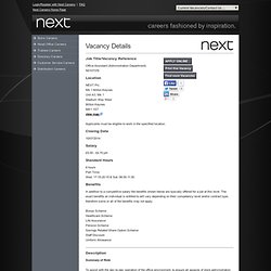 Next Careers: Job vacancy - Office Assistant - Mk 1 Milton Keynes - N0107376