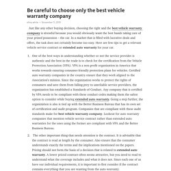 Be careful to choose only the best vehicle warranty company